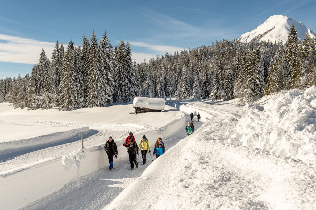 Schneewanderung in Mösern - mit Blick auf die Hohe Munde, Foto Johannes Geyer